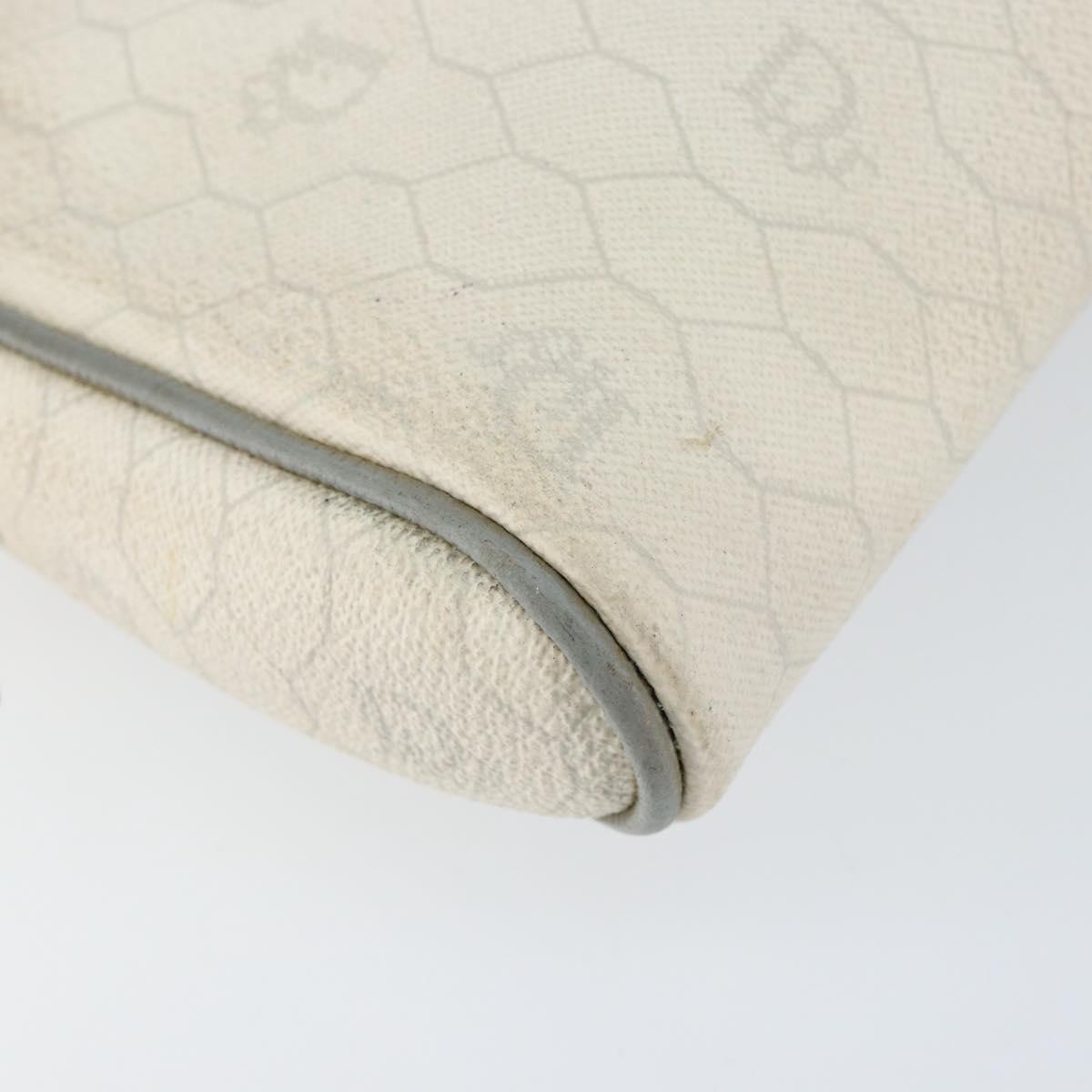 Christian Dior Honeycomb Canvas Shoulder Bag PVC Gold White Auth BA7994