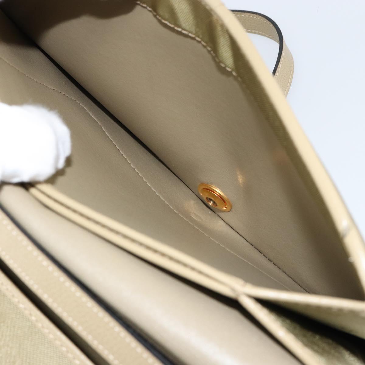 Christian Dior Shoulder Bag Leather Beige Gold Auth BA7996