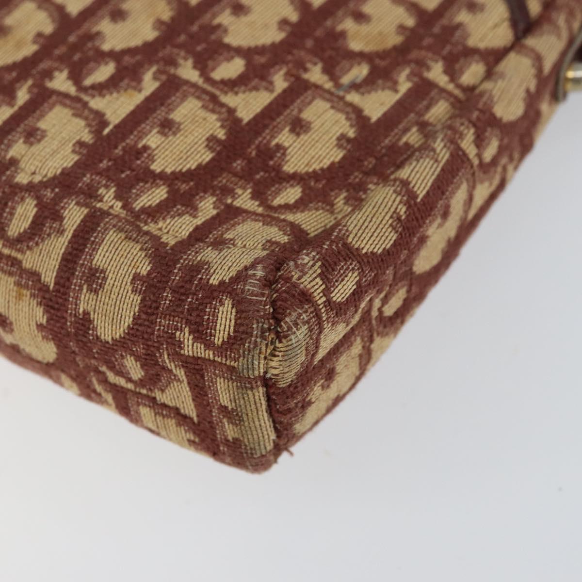 Christian Dior Trotter Canvas Shoulder Bag Red Gold Auth BA7997