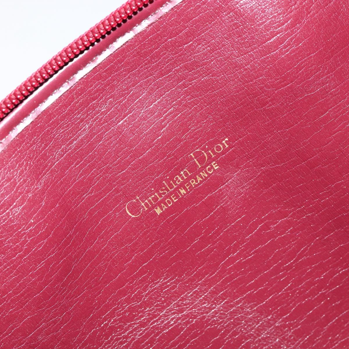 Christian Dior Trotter Canvas Shoulder Bag Red Gold Auth BA7997