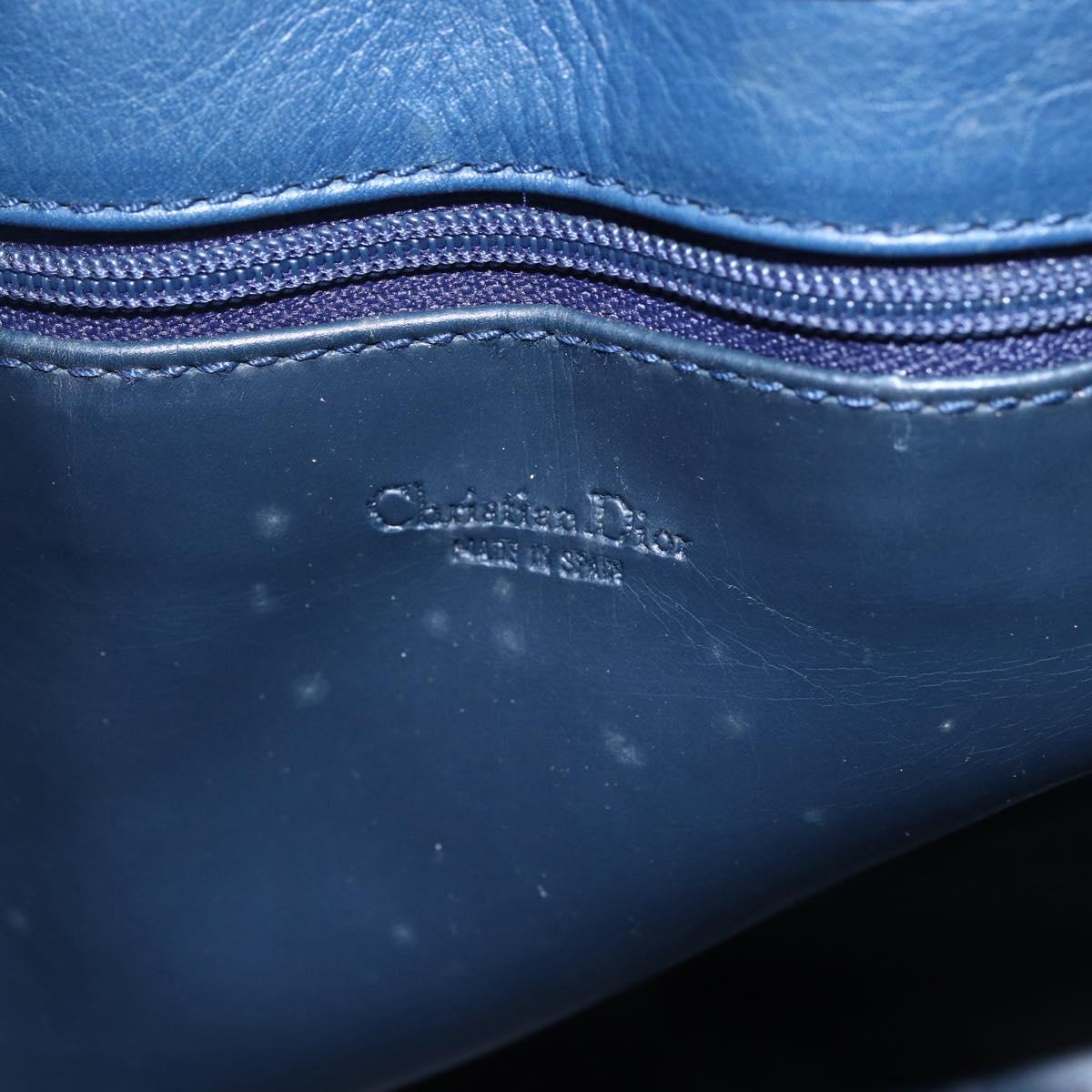 Christian Dior Shoulder Bag Leather Blue Gold Auth BA7999