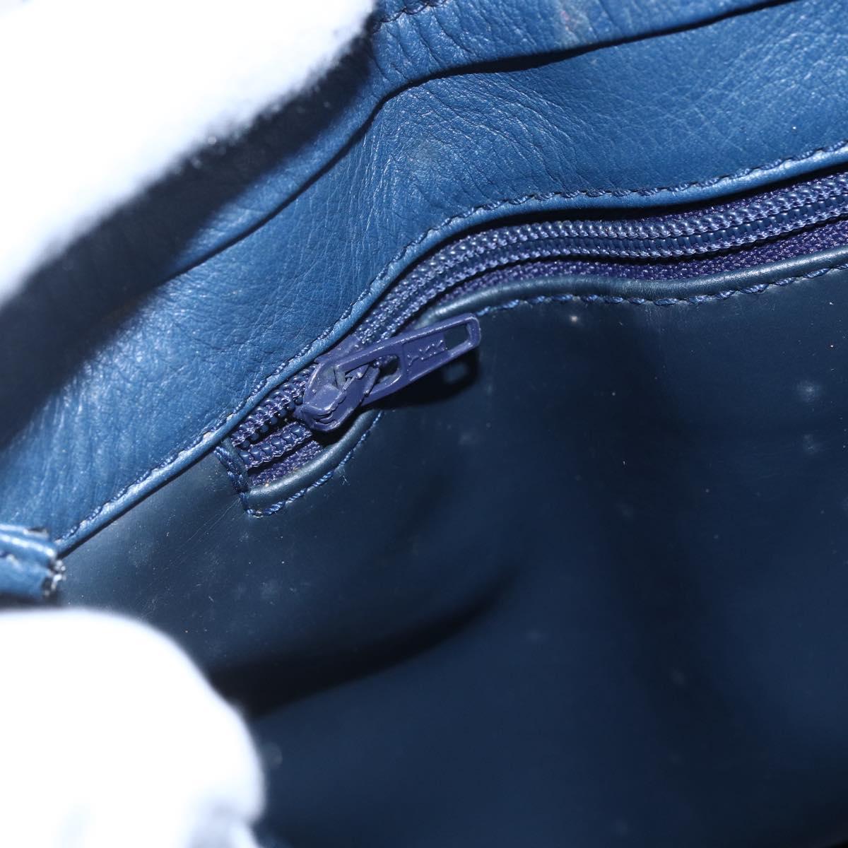 Christian Dior Shoulder Bag Leather Blue Gold Auth BA7999