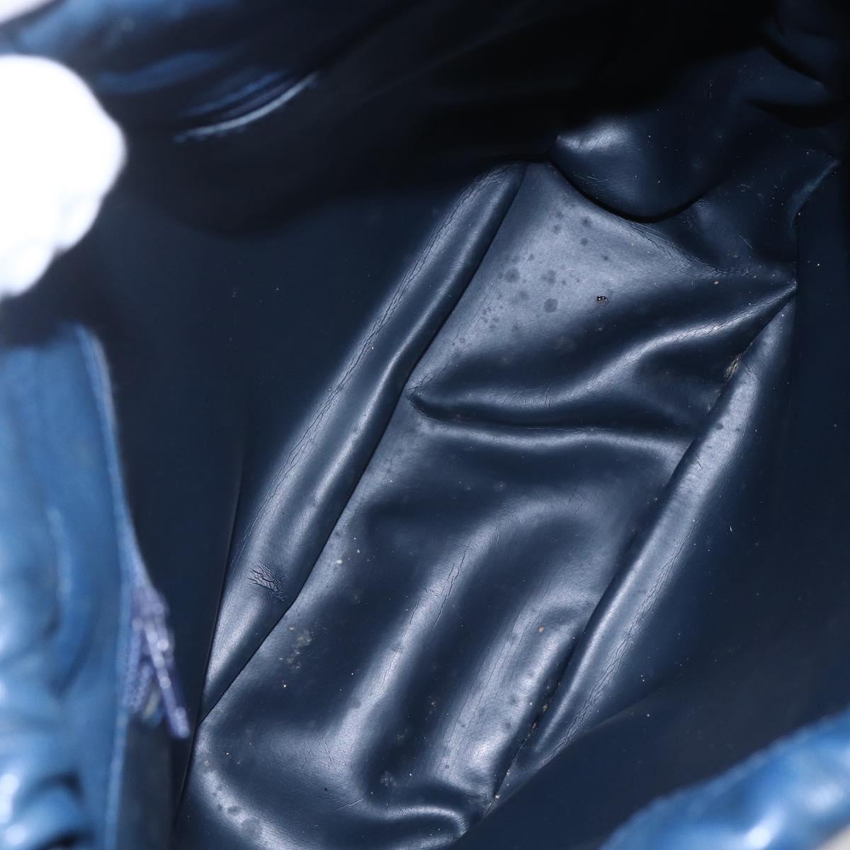 Christian Dior Shoulder Bag Leather Blue Gold Auth BA7999