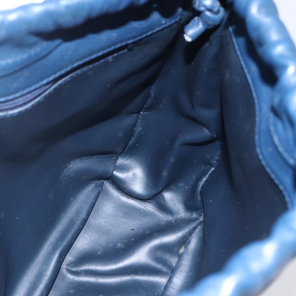 Christian Dior Shoulder Bag Leather Blue Gold Auth BA7999