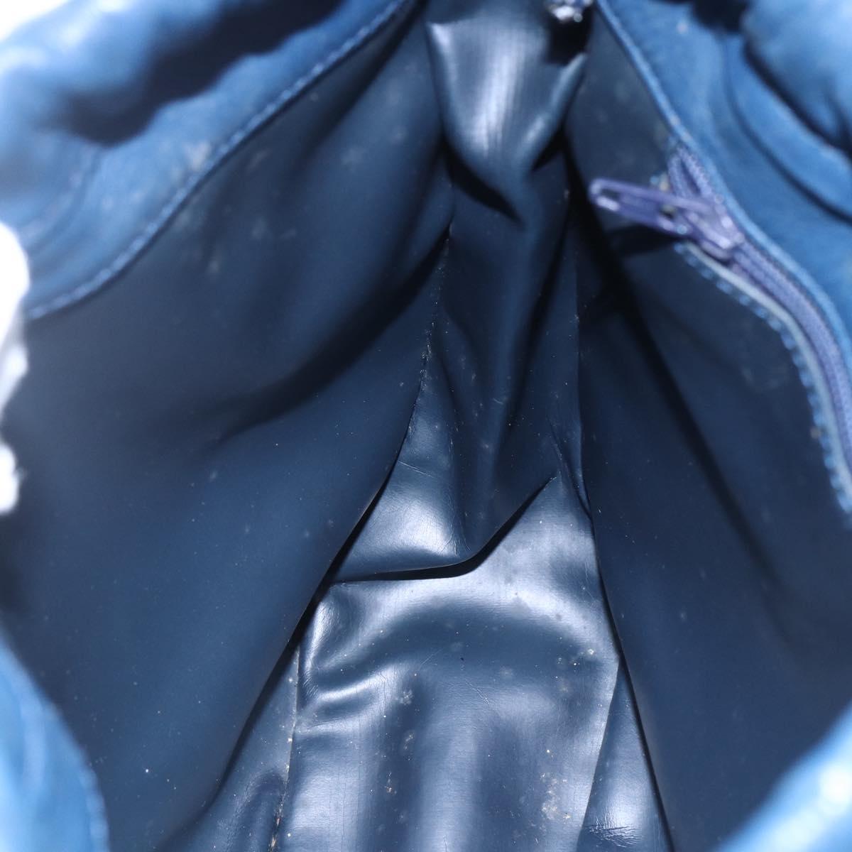 Christian Dior Shoulder Bag Leather Blue Gold Auth BA7999