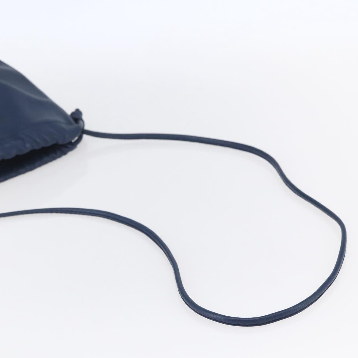 Christian Dior Shoulder Bag Leather Blue Gold Auth BA7999