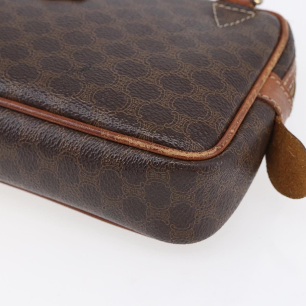 CELINE Macadam Canvas Shoulder Bag PVC Leather Brown Gold Auth BA8001