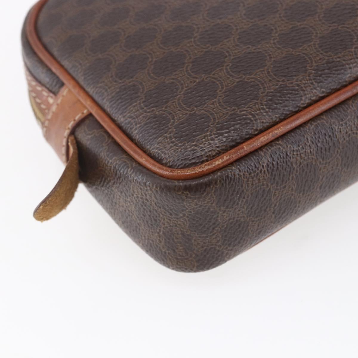 CELINE Macadam Canvas Shoulder Bag PVC Leather Brown Gold Auth BA8001