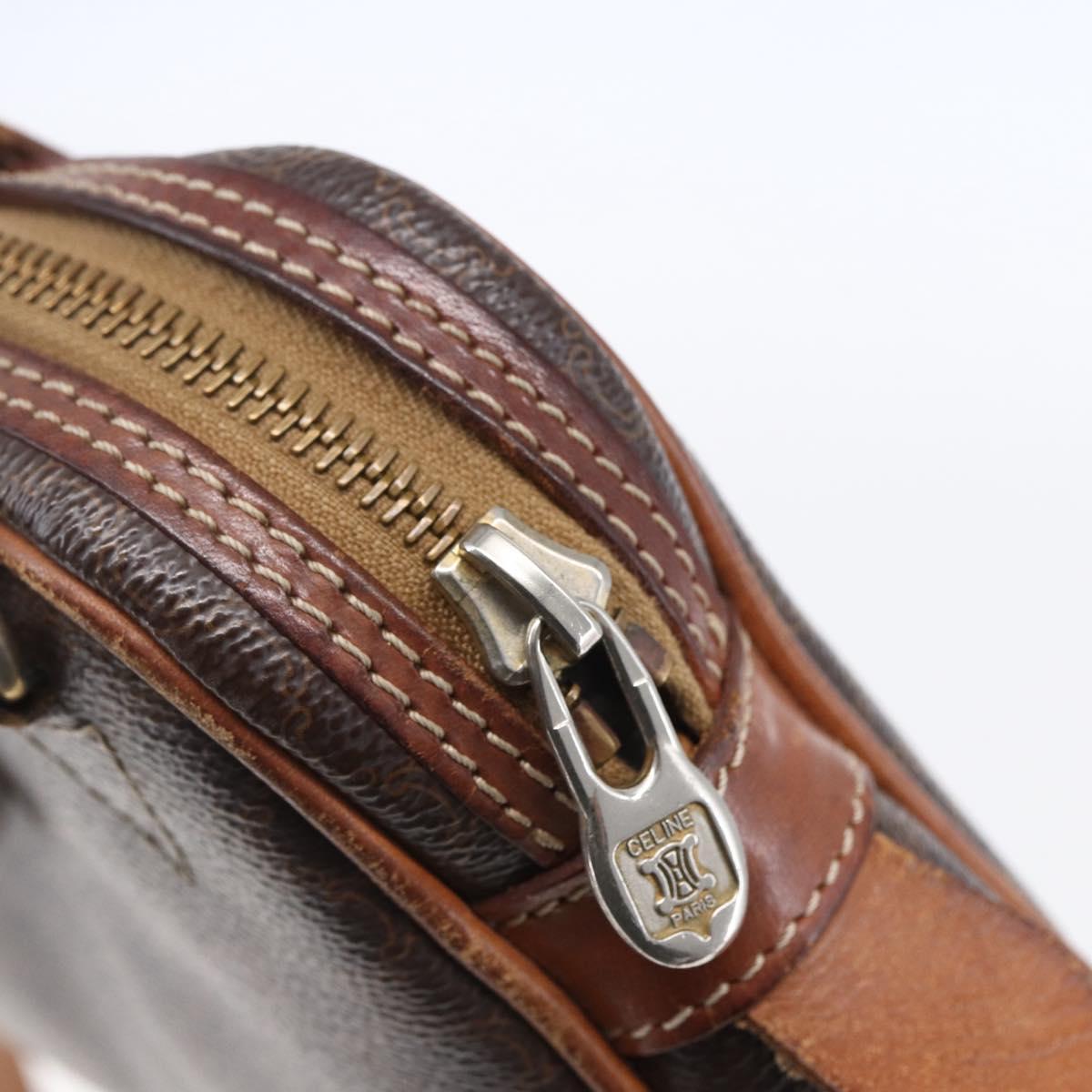 CELINE Macadam Canvas Shoulder Bag PVC Leather Brown Gold Auth BA8001