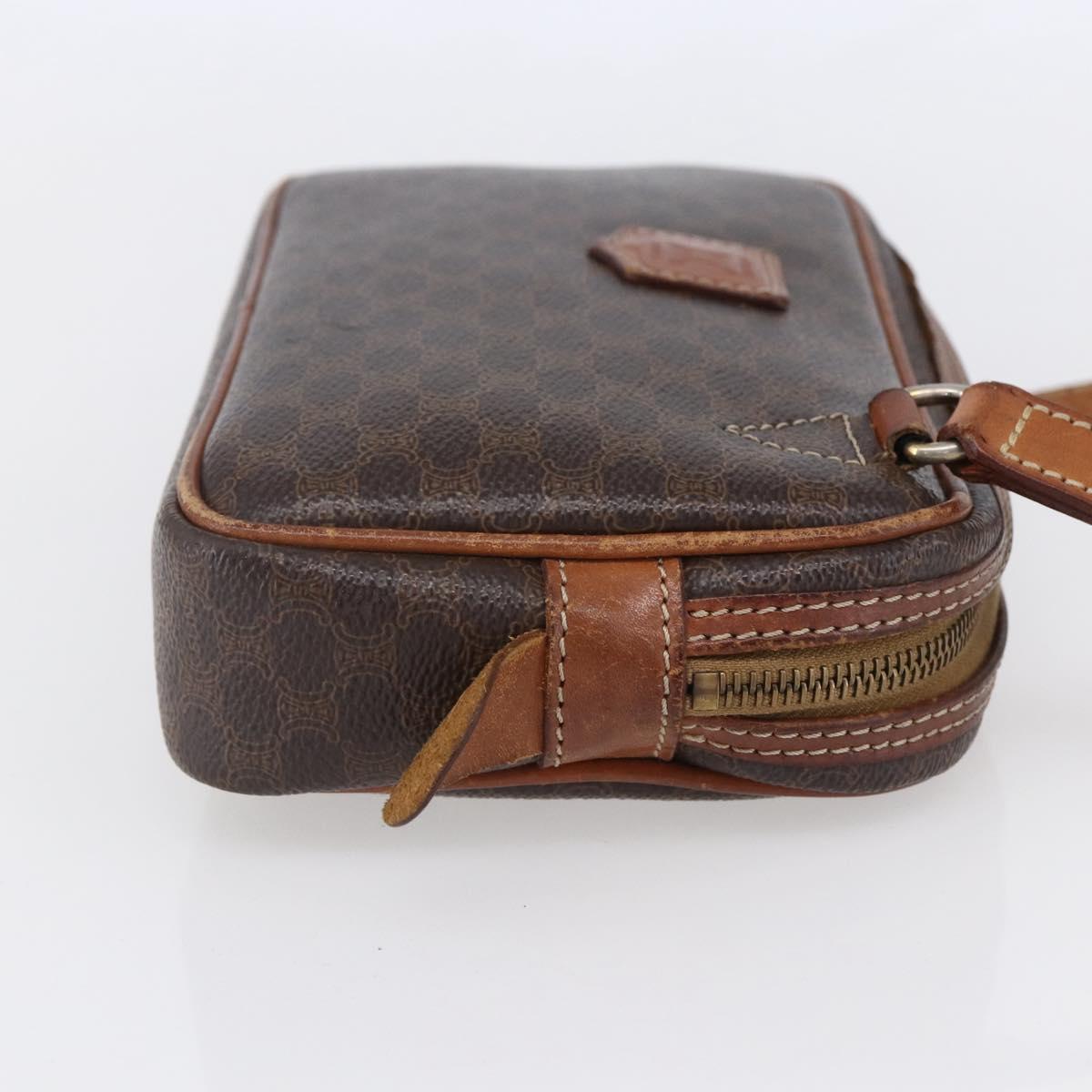 CELINE Macadam Canvas Shoulder Bag PVC Leather Brown Gold Auth BA8001