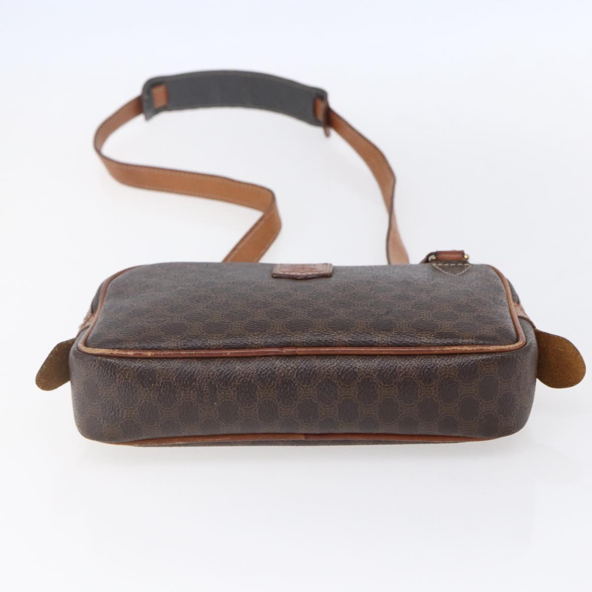 CELINE Macadam Canvas Shoulder Bag PVC Leather Brown Gold Auth BA8001