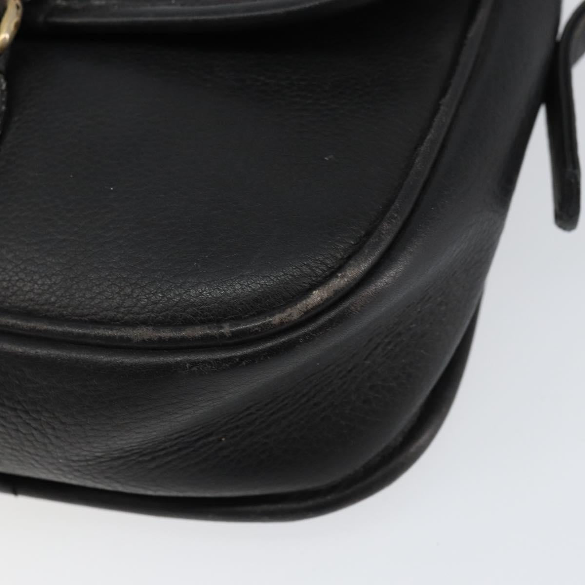 CELINE Shoulder Bag Leather Black Gold Auth BA8003