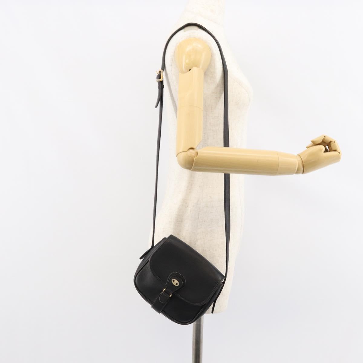 CELINE Shoulder Bag Leather Black Gold Auth BA8003