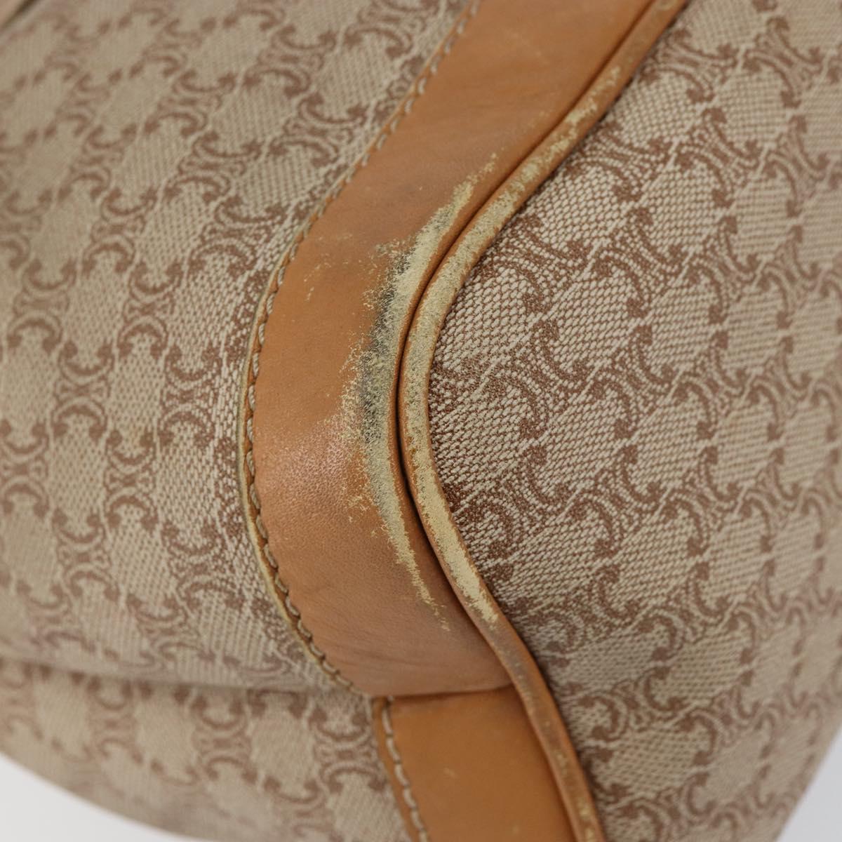 CELINE Macadam Canvas Shoulder Bag Beige Auth BA8004