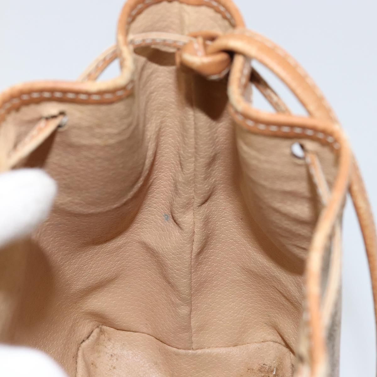 CELINE Macadam Canvas Shoulder Bag Beige Auth BA8004
