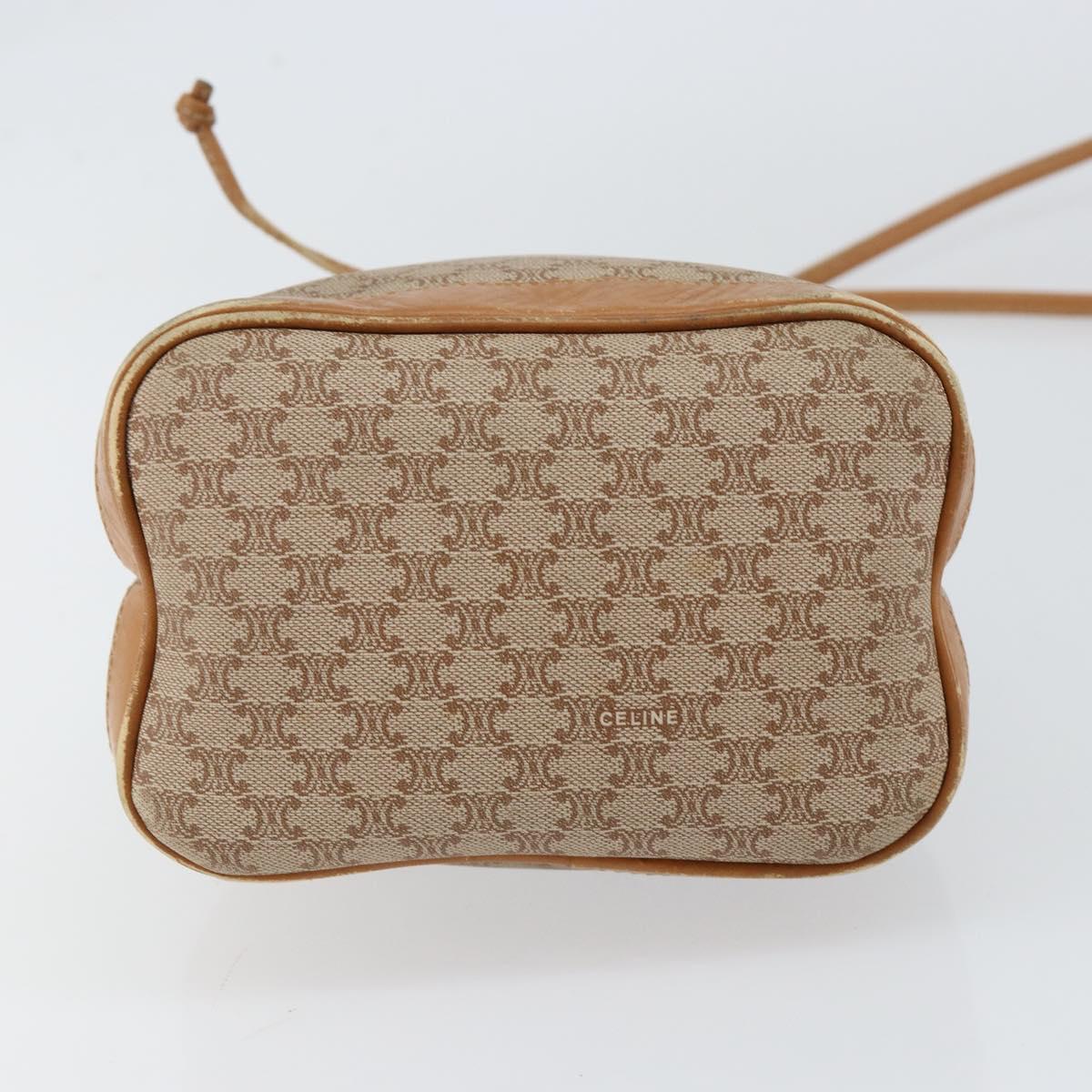 CELINE Macadam Canvas Shoulder Bag Beige Auth BA8004