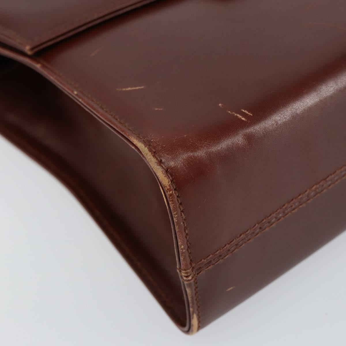 Salvatore Ferragamo Shoulder Bag Leather Brown Gold Auth BA8006