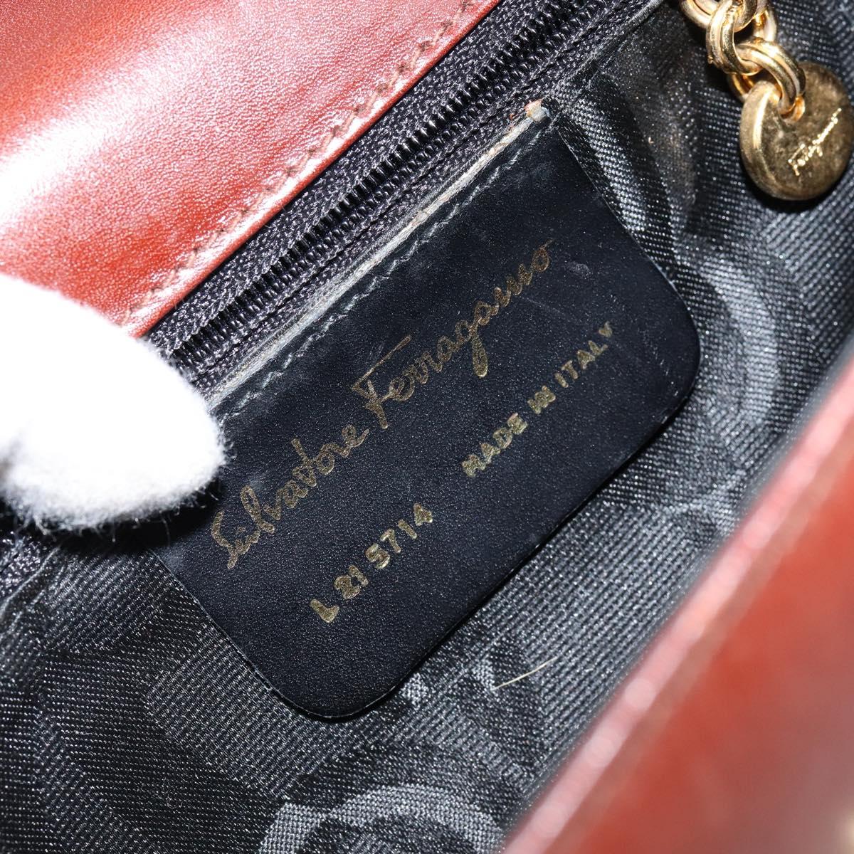 Salvatore Ferragamo Shoulder Bag Leather Brown Gold Auth BA8006