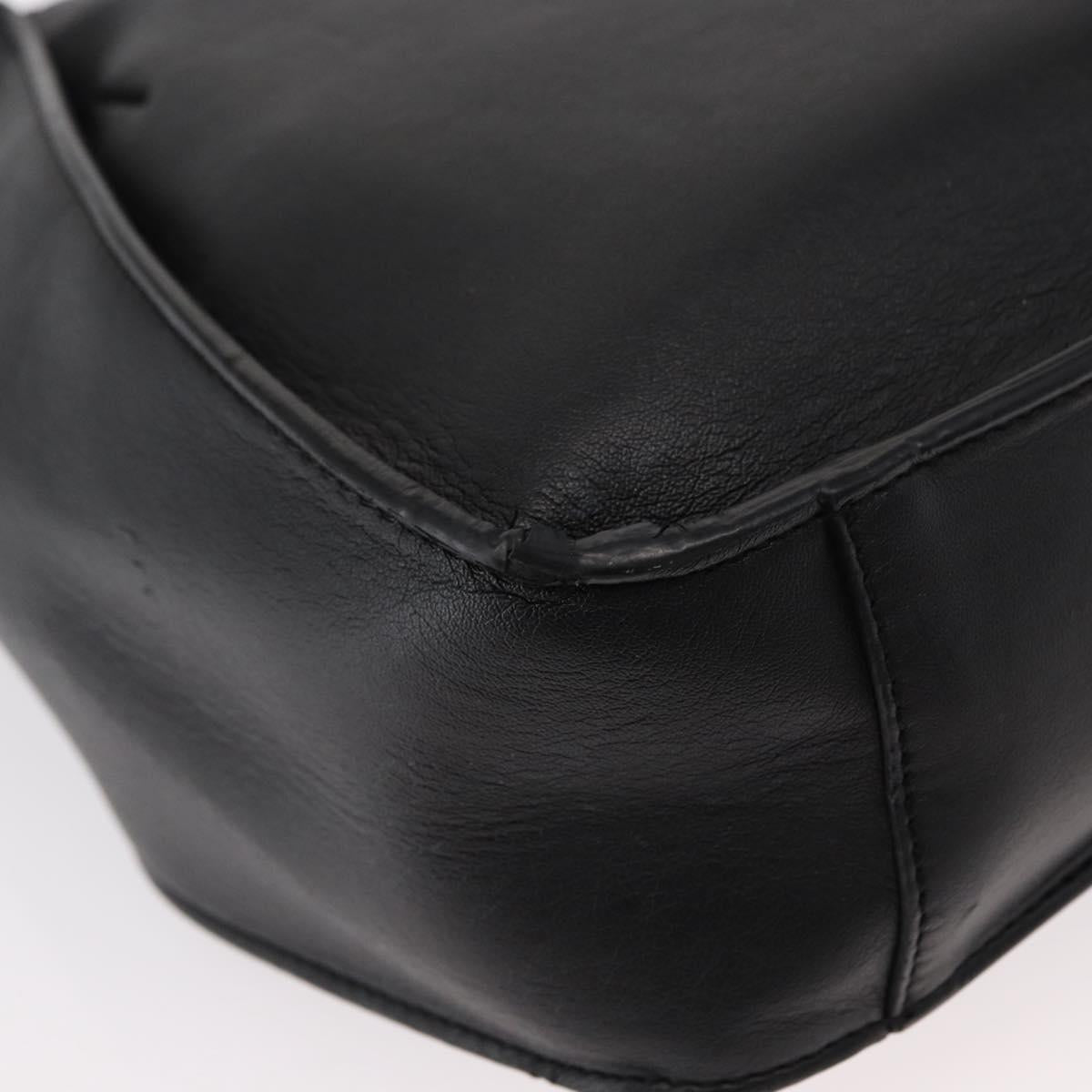 Stella MacCartney Shoulder Bag Leather Black Gold Auth BA8007