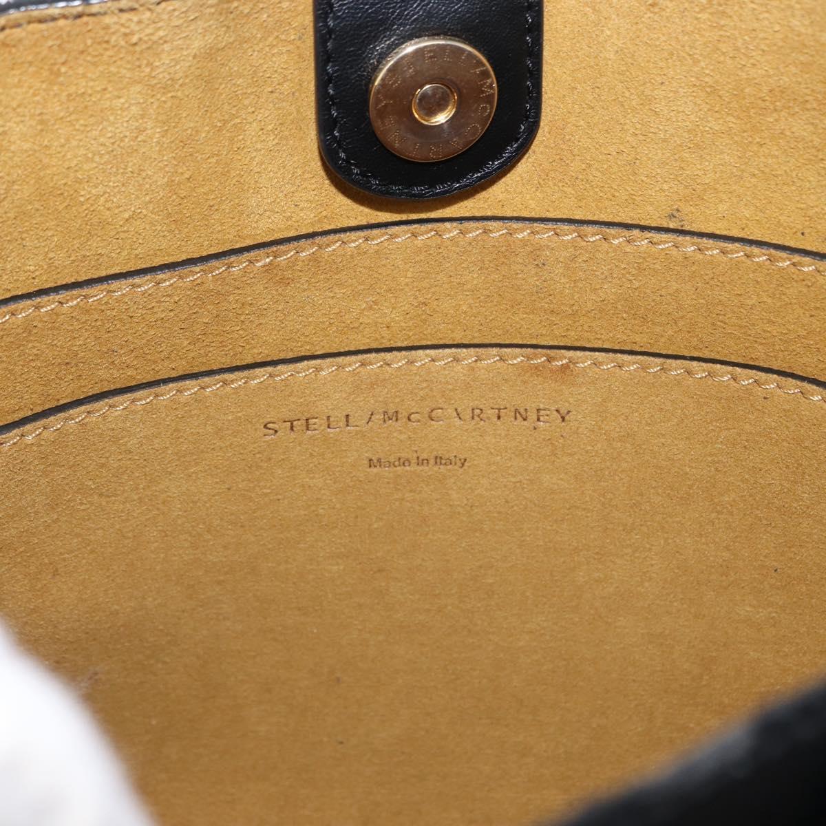 Stella MacCartney Shoulder Bag Leather Black Gold Auth BA8007