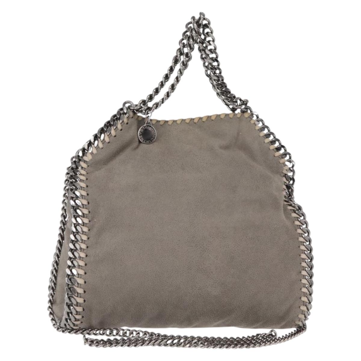 Stella MacCartney Chain Falabella Bag polyester Gray Silver 371223 Auth BA8009