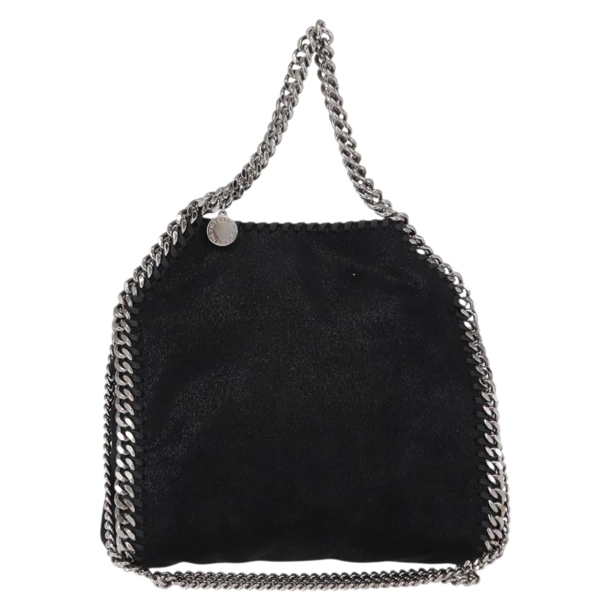 Stella MacCartney Chain Falabella Bag polyester Black Silver 371223 Auth BA8010