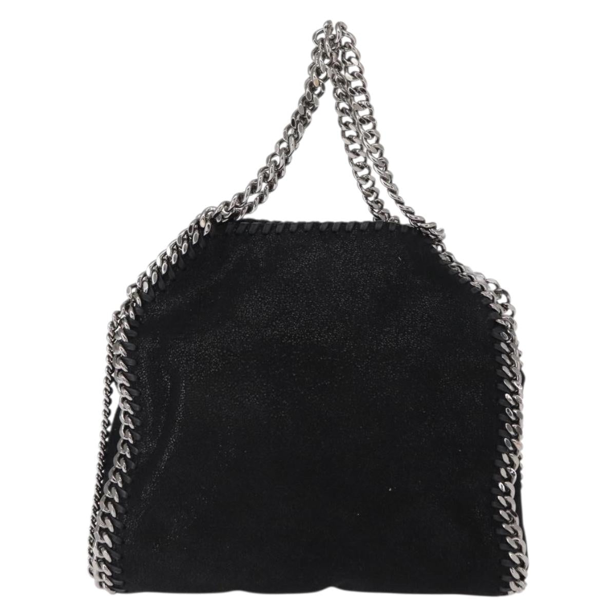 Stella MacCartney Chain Falabella Bag polyester Black Silver 371223 Auth BA8010