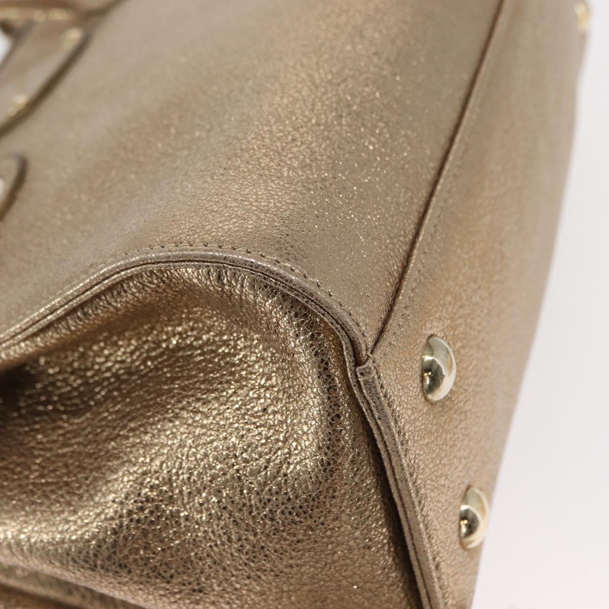 Jimmy Choo Hand Bag Leather 2way Gold Auth BA8012