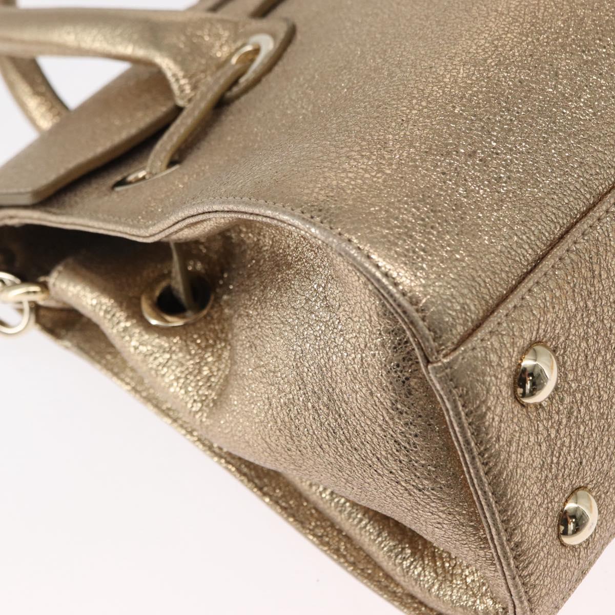 Jimmy Choo Hand Bag Leather 2way Gold Auth BA8012