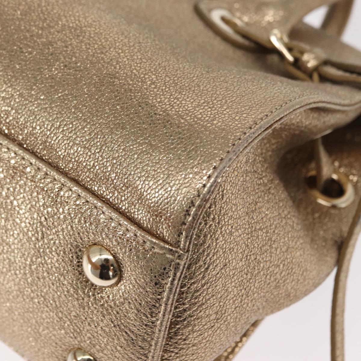 Jimmy Choo Hand Bag Leather 2way Gold Auth BA8012