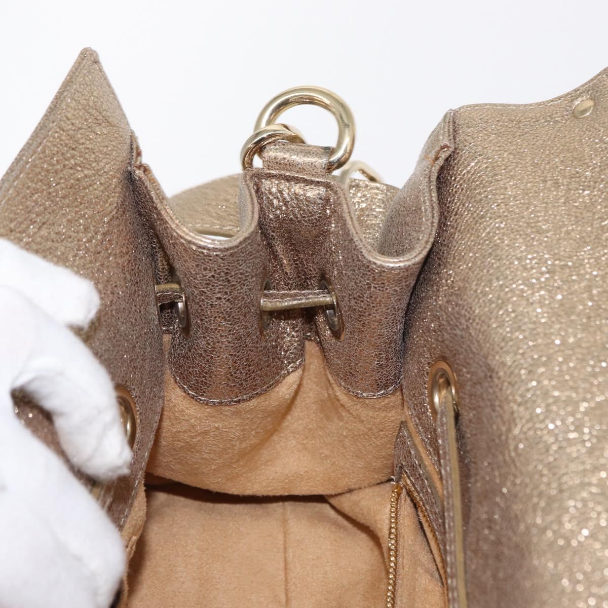 Jimmy Choo Hand Bag Leather 2way Gold Auth BA8012