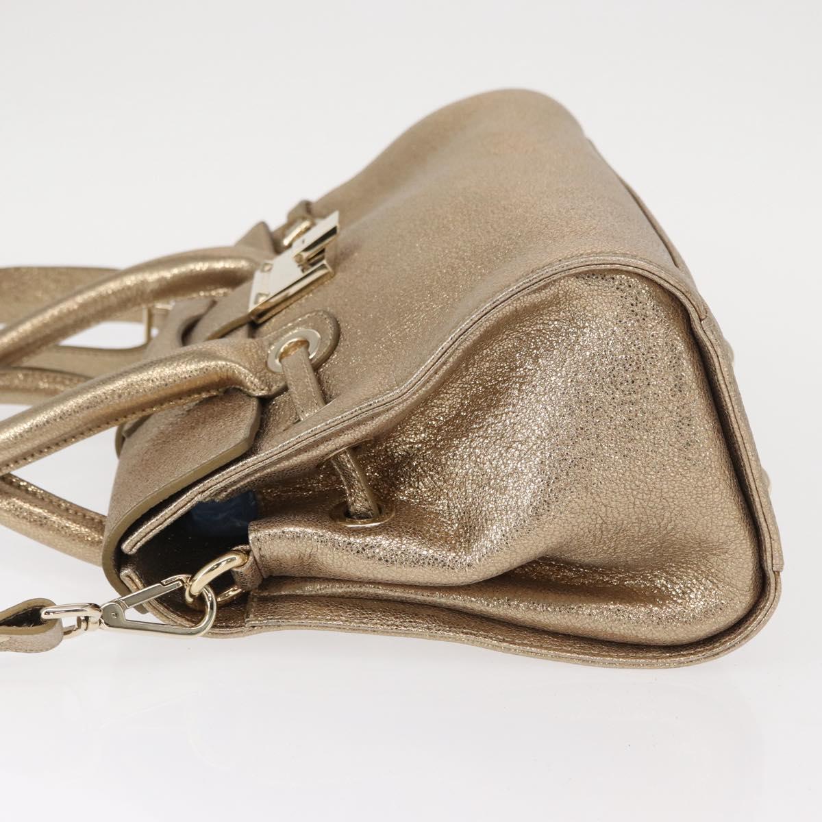 Jimmy Choo Hand Bag Leather 2way Gold Auth BA8012
