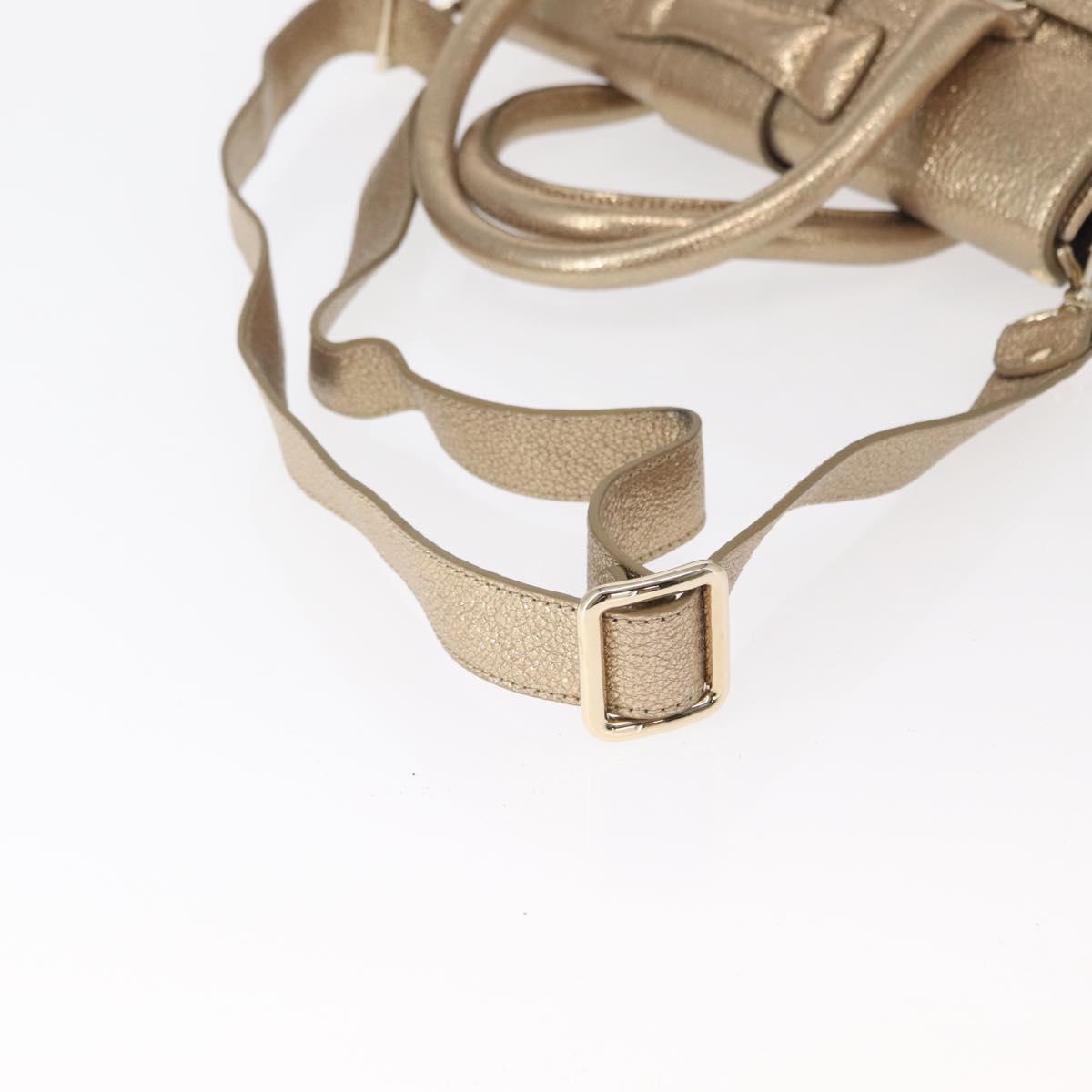 Jimmy Choo Hand Bag Leather 2way Gold Auth BA8012