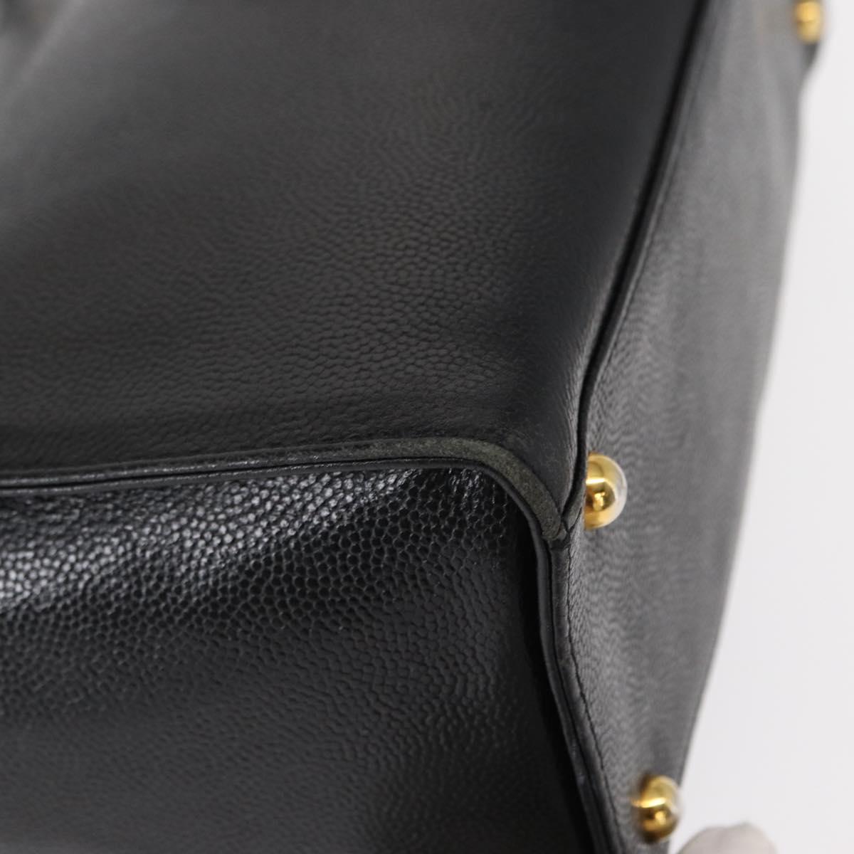 VERSACE Tote Bag Leather Black Gold Auth BA8013