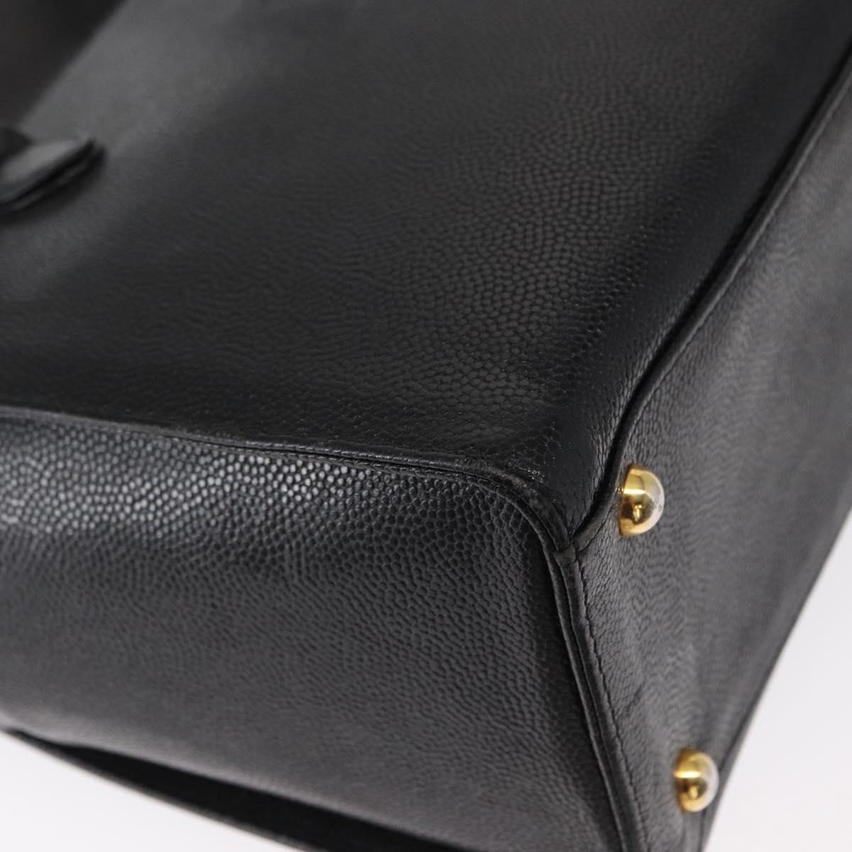 VERSACE Tote Bag Leather Black Gold Auth BA8013