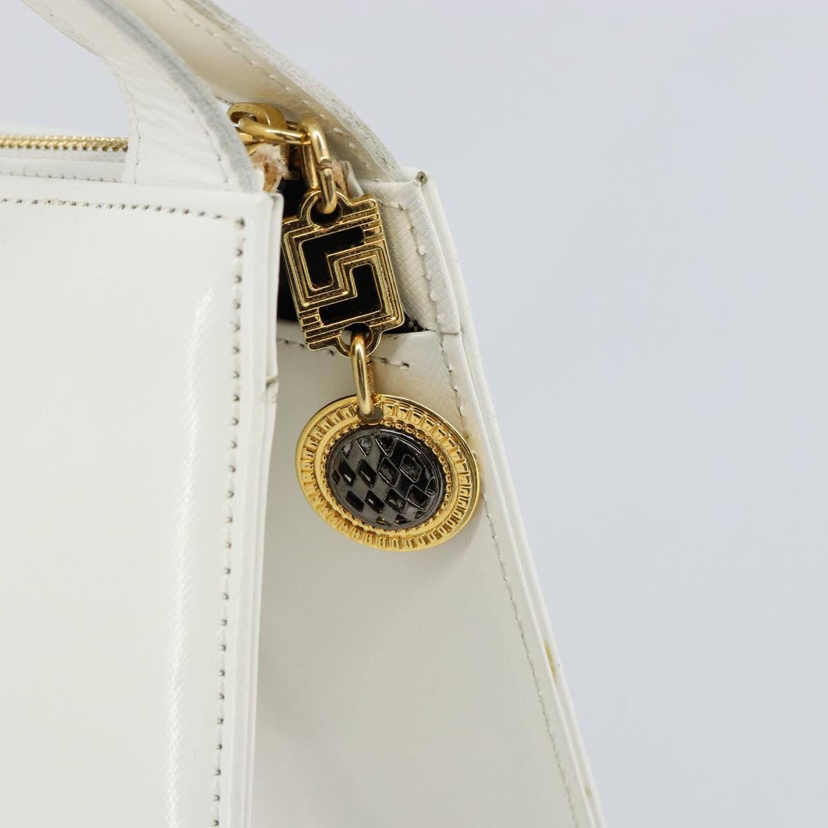 Gianni Versace Shoulder Bag Leather White Gold Auth BA8015