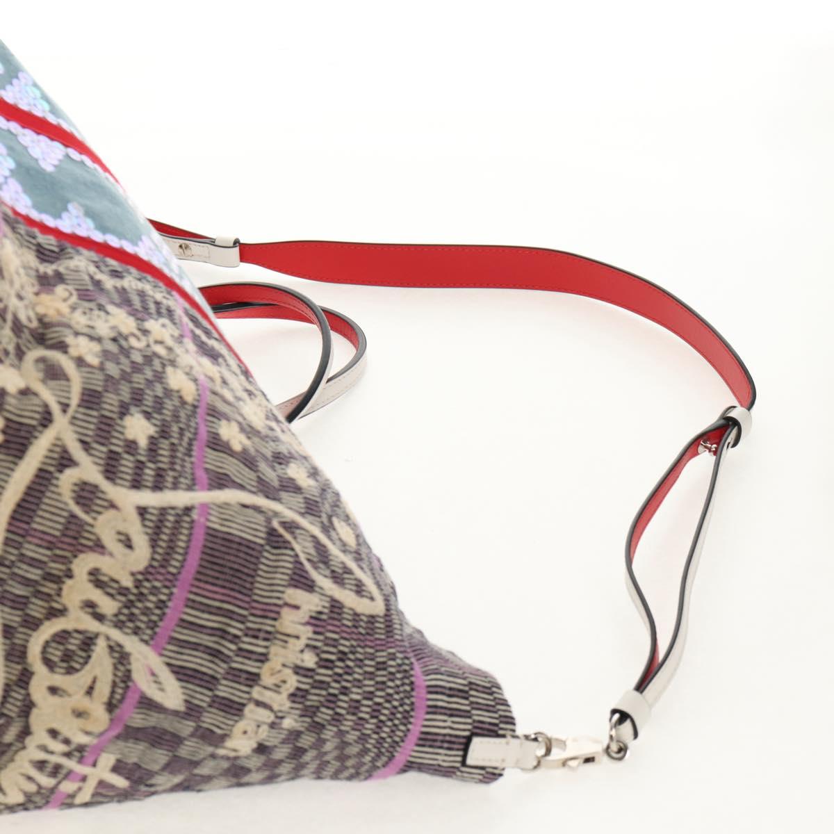 Christian Louboutin Tote Bag Canvas 2way Blue Silver Auth BA8017V