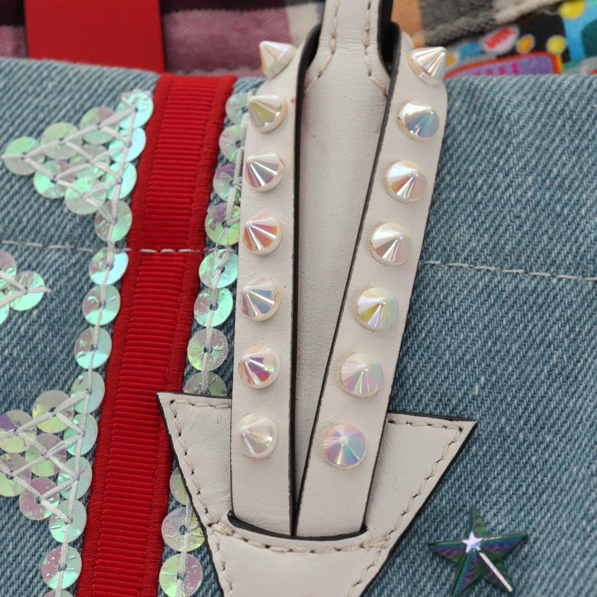 Christian Louboutin Tote Bag Canvas 2way Blue Silver Auth BA8017V
