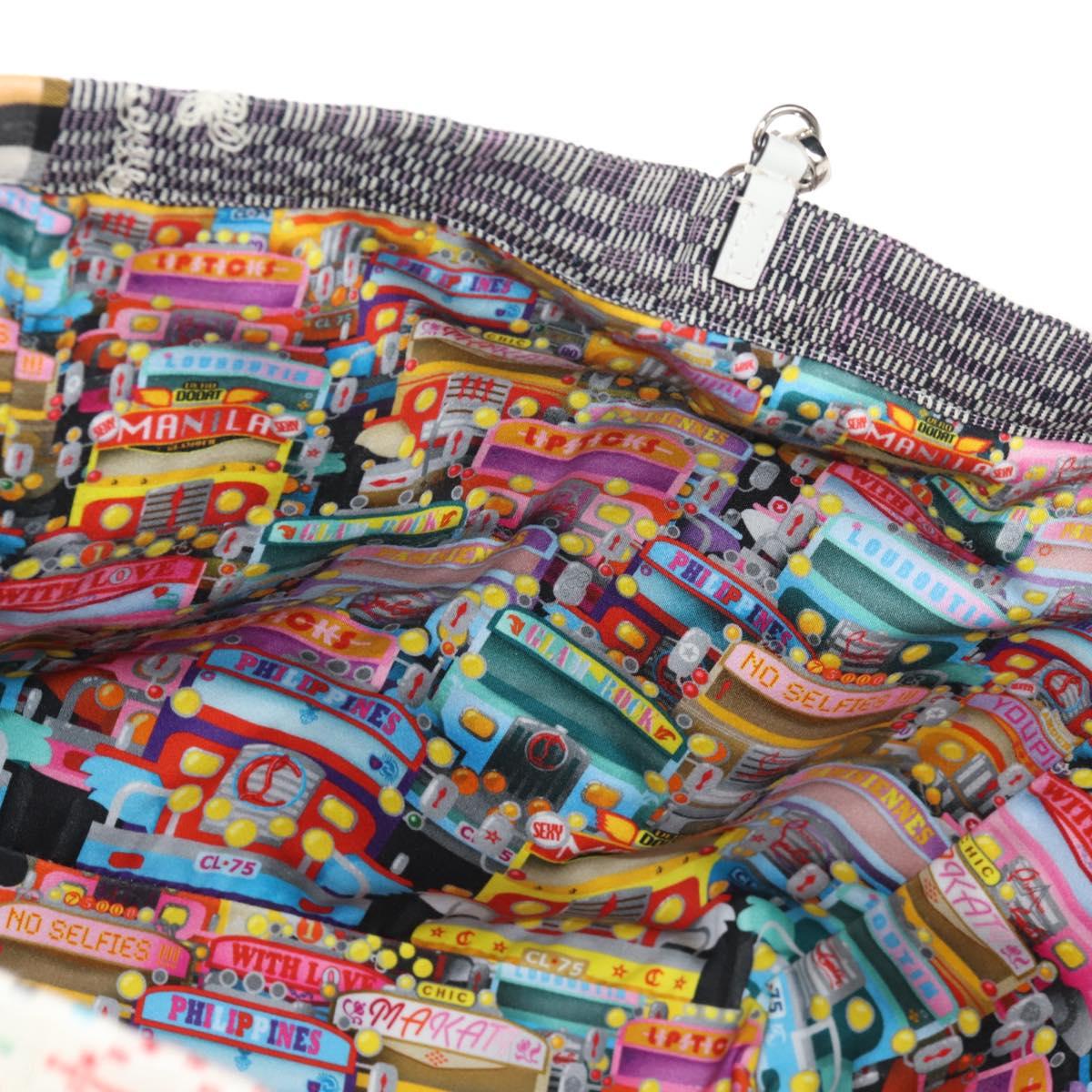 Christian Louboutin Tote Bag Canvas 2way Blue Silver Auth BA8017V