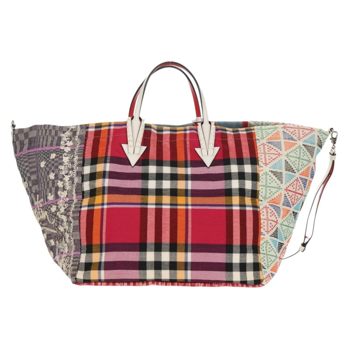 Christian Louboutin Tote Bag Canvas 2way Blue Silver Auth BA8017V