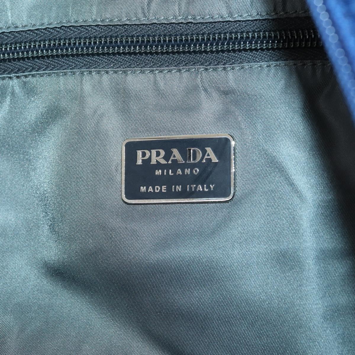 PRADA Sports Boston Bag Nylon 2way Blue Silver Auth BA8019