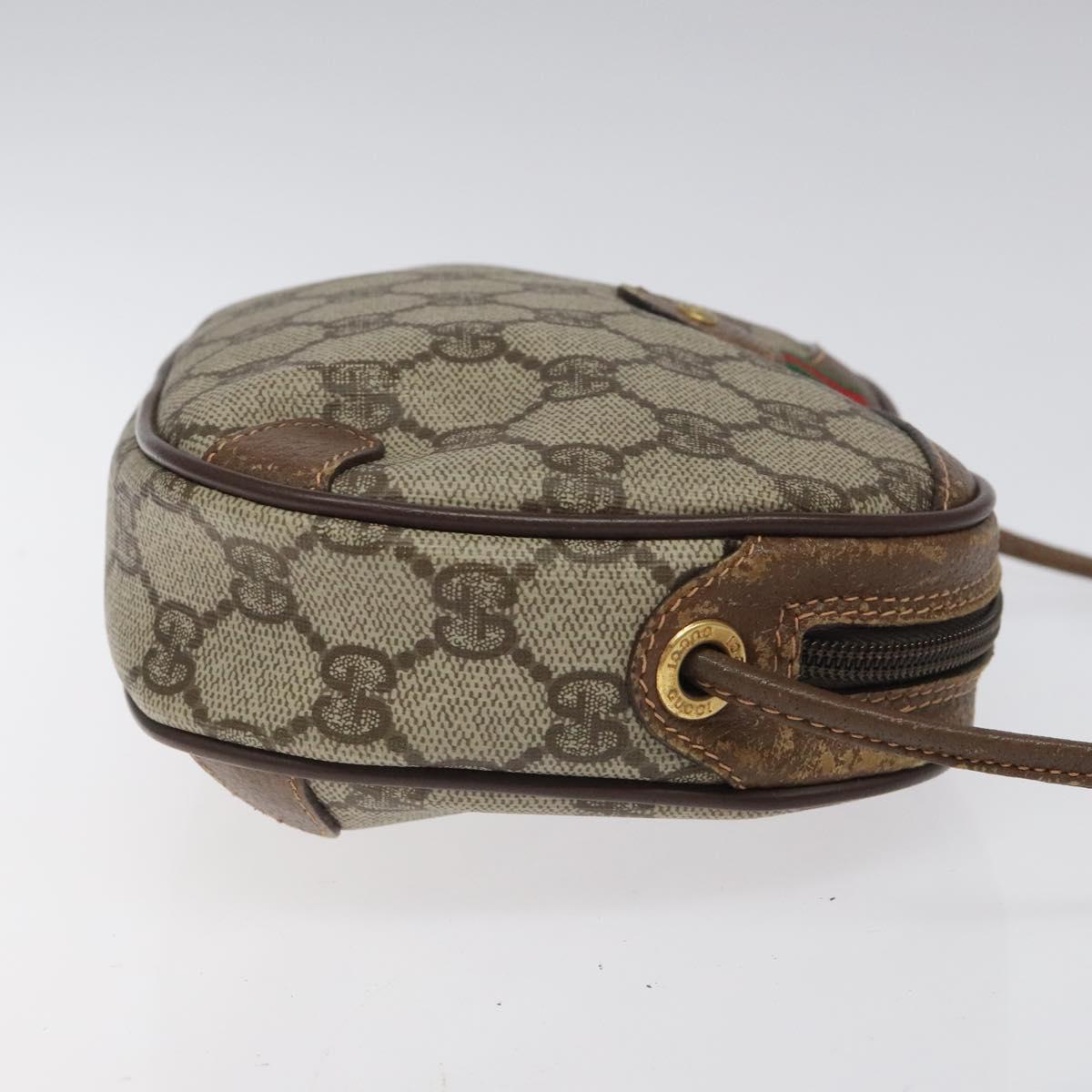GUCCI GG Supreme Web Sherry Line Bag PVC Beige Gold 156 02 066 Auth BA802