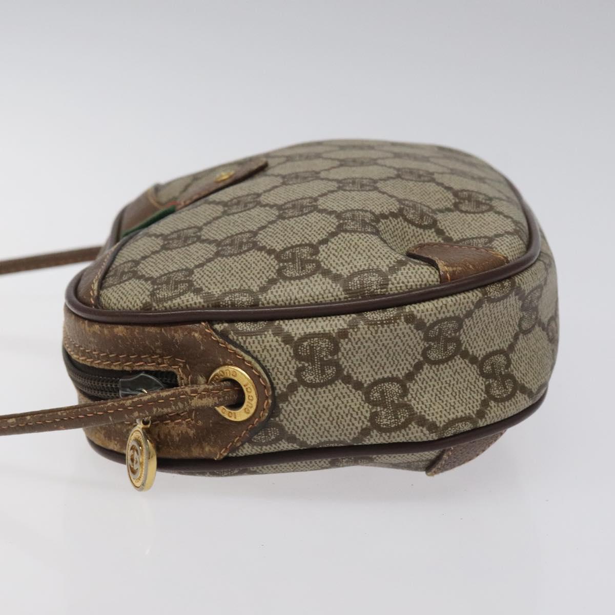 GUCCI GG Supreme Web Sherry Line Bag PVC Beige Gold 156 02 066 Auth BA802