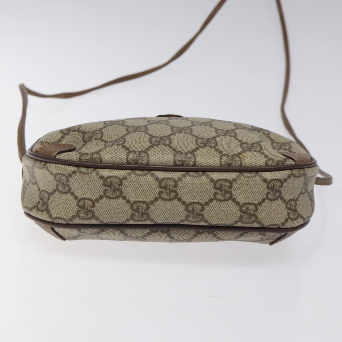 GUCCI GG Supreme Web Sherry Line Bag PVC Beige Gold 156 02 066 Auth BA802