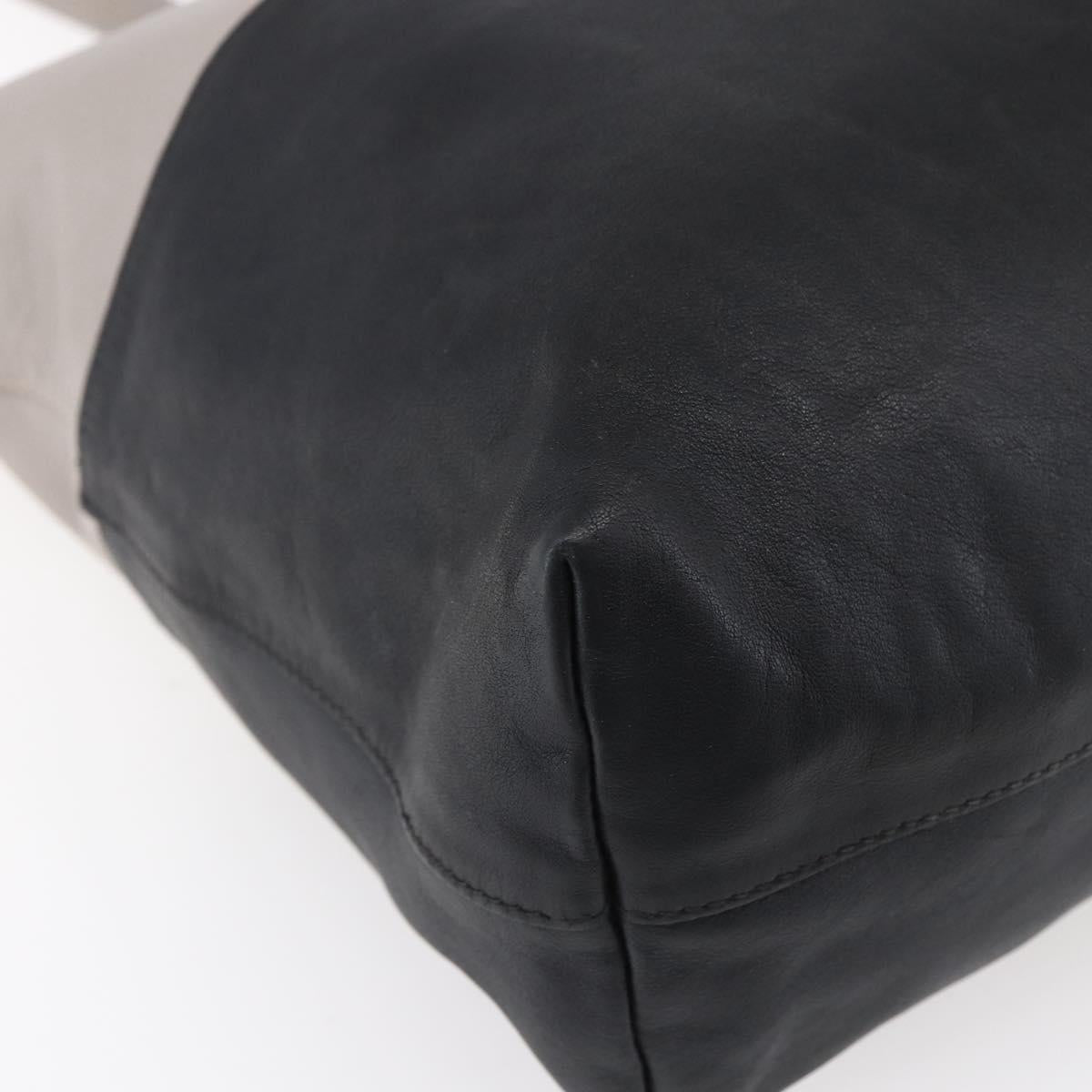 Miu Miu Tote Bag Leather Black Gray Auth BA8020