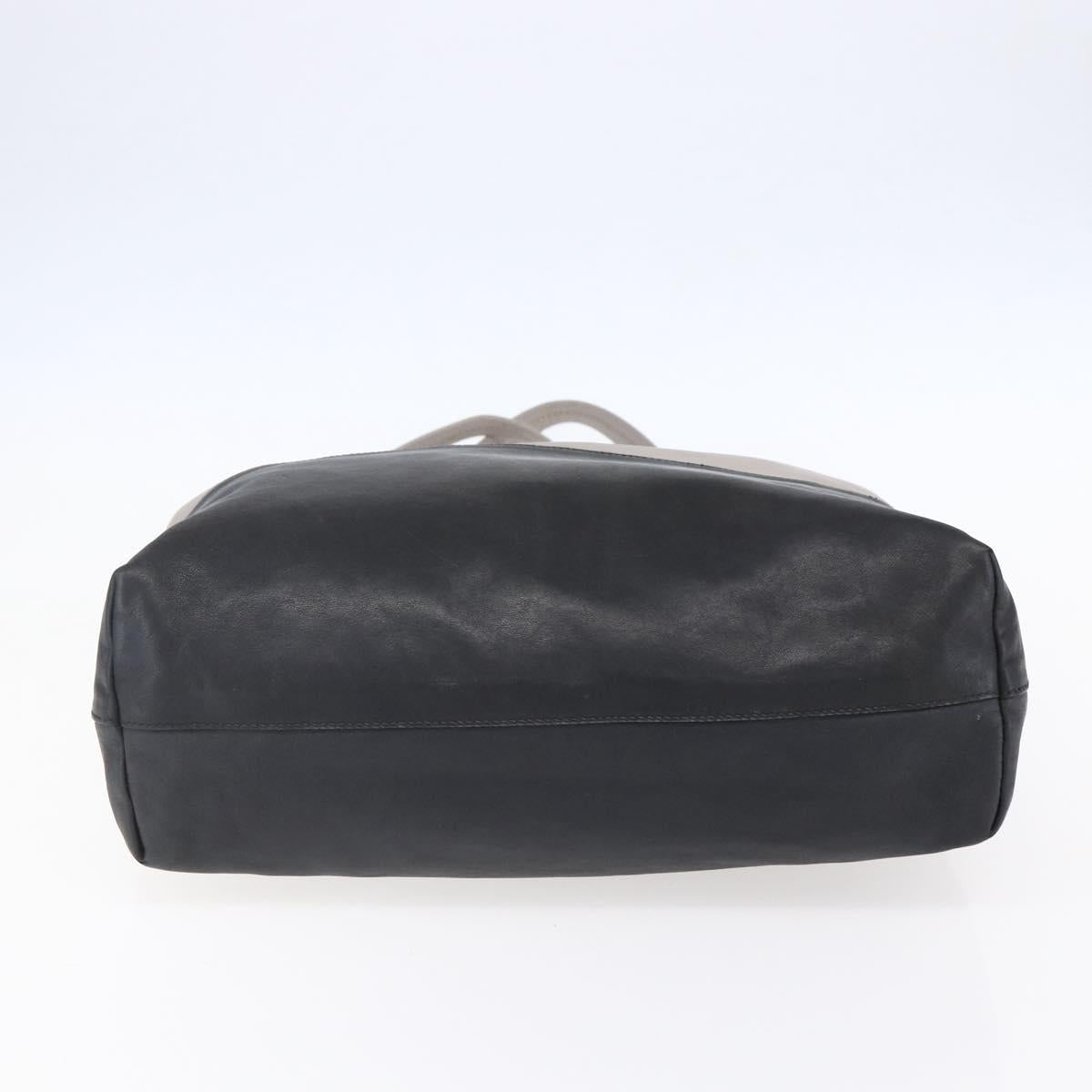 Miu Miu Tote Bag Leather Black Gray Auth BA8020
