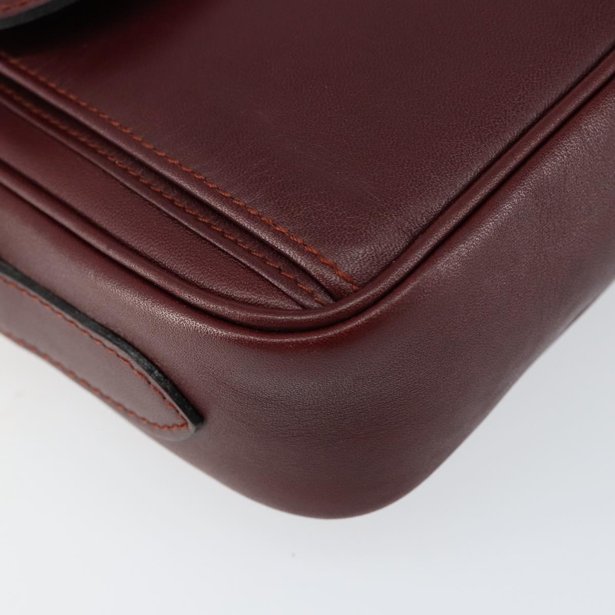 CARTIER Must Line Shoulder Bag Leather Bordeaux Gold Auth BA8022