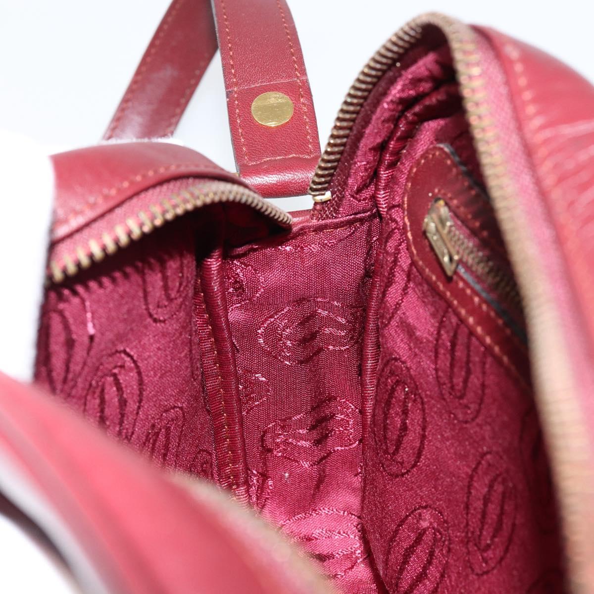 CARTIER Must Line Shoulder Bag Leather Bordeaux Gold Auth BA8022