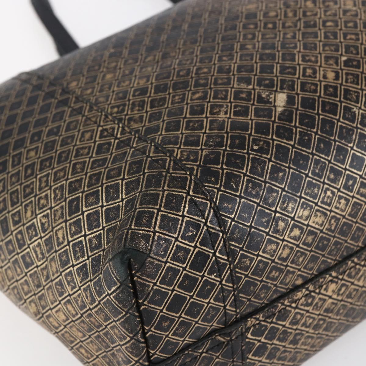 BOTTEGA VENETA INTRECCIATO Tote Bag Leather Black Gold Auth BA8028