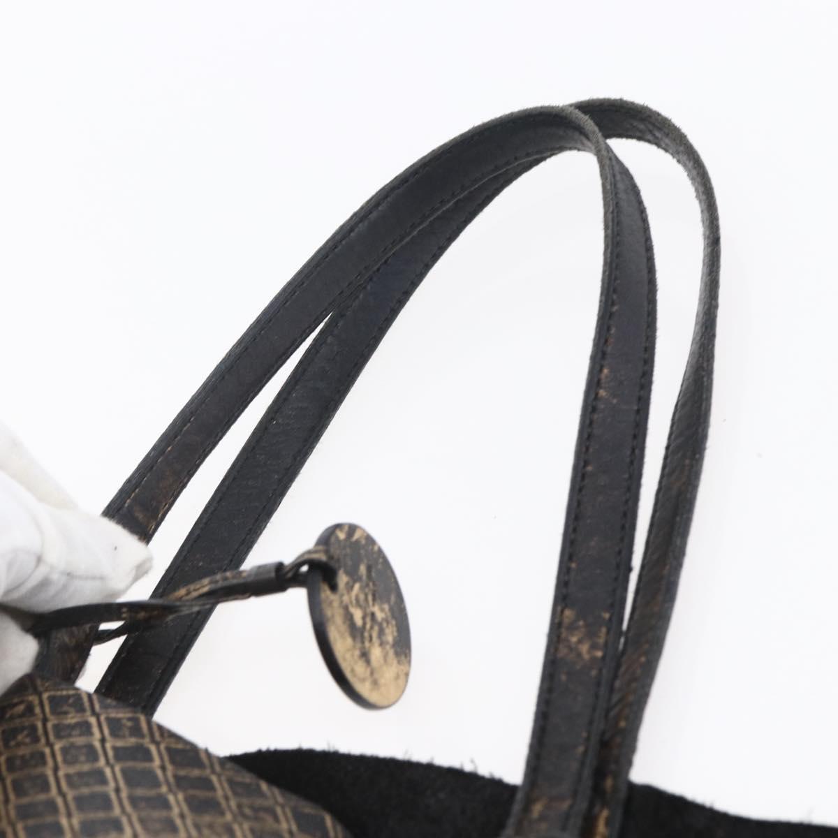 BOTTEGA VENETA INTRECCIATO Tote Bag Leather Black Gold Auth BA8028